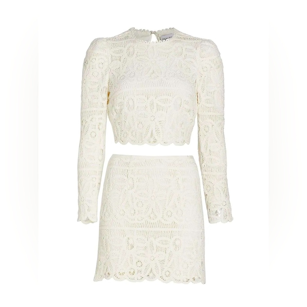 SAYLOR Bernie Macrame Mini Skirt Set - Large - Ivory White NWT